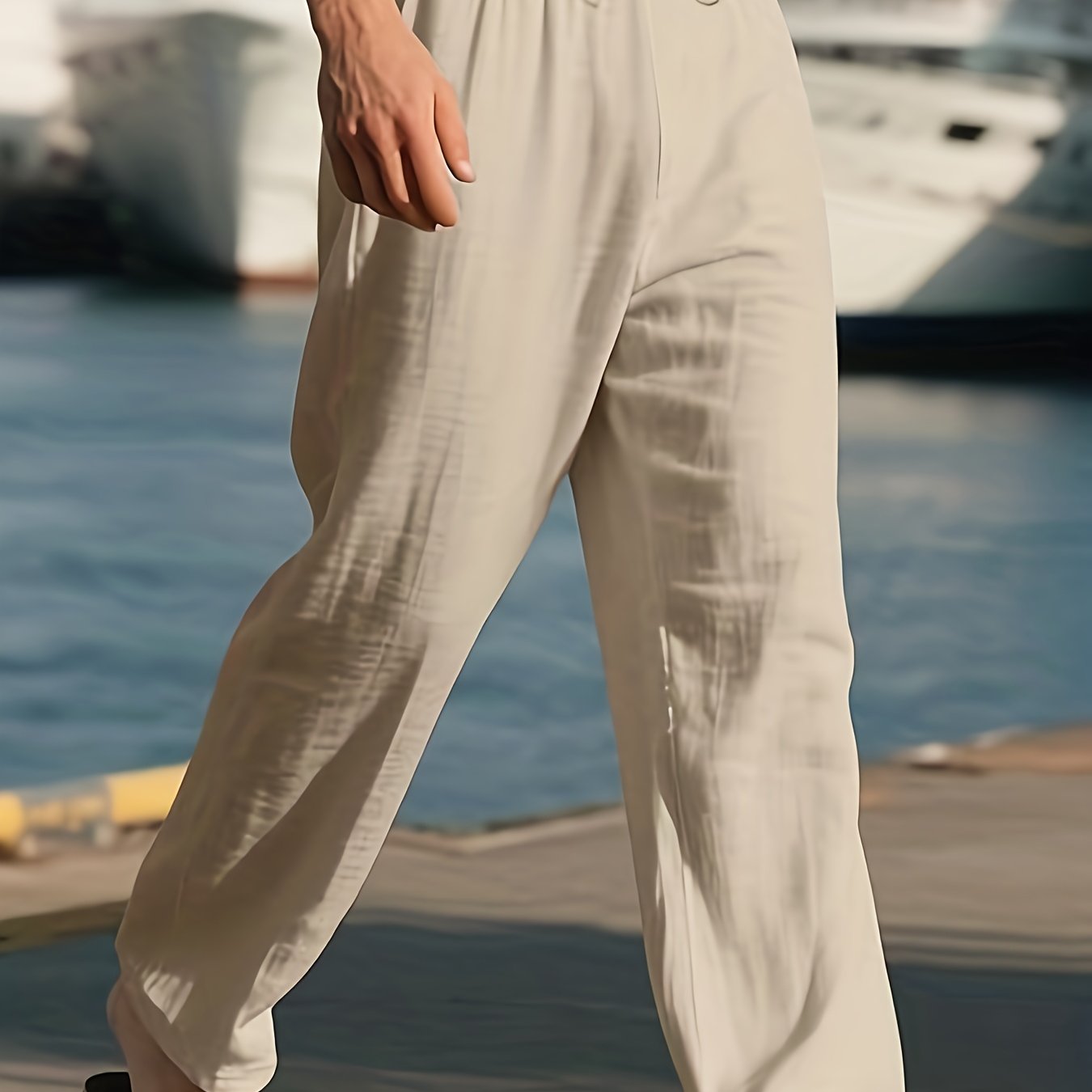 Herrenhose | Relaxed Fit Hose mit Geradem Bein | Kordelzugbund | Lässiger Sommerstil