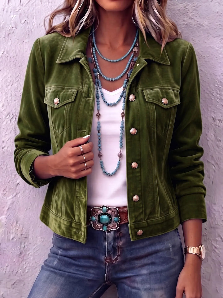Elena | Women's Relaxed Fit Vintage Wash Button Jacket