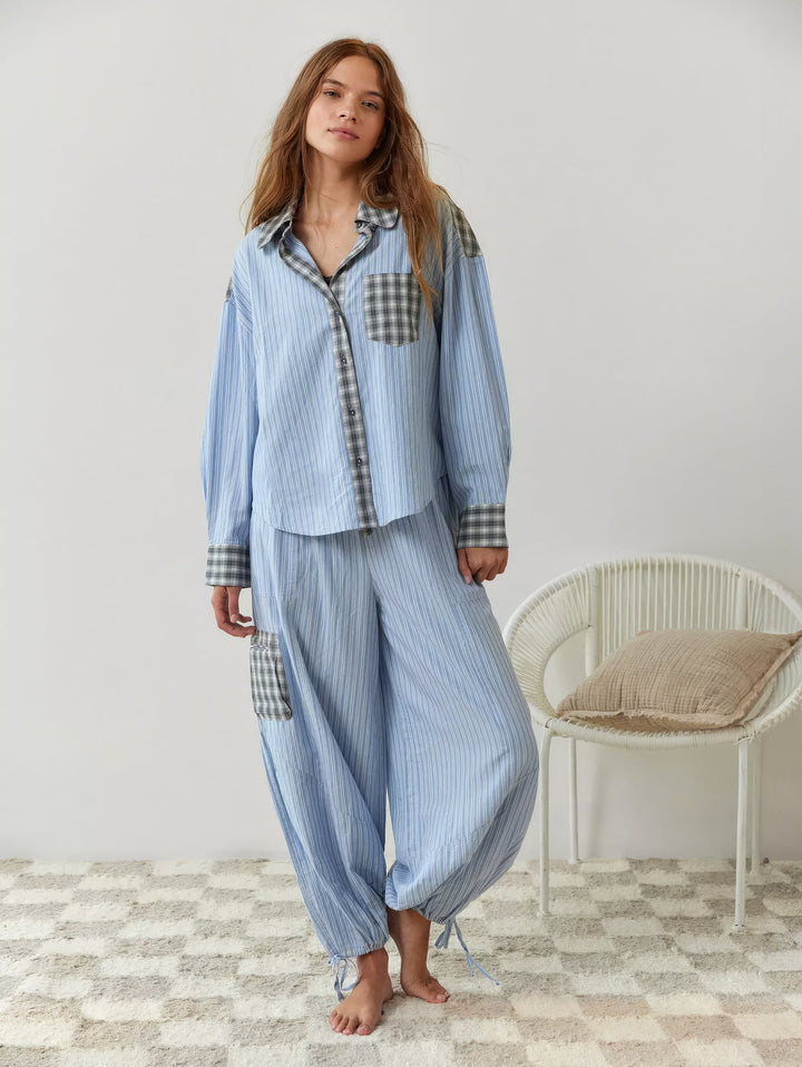 Damen Loungewear-Set | Langarmhemd und Locker Geschnittene Hose | Komfort für Entspannte Momente