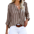 Damen Bluse mit V-Ausschnitt und Streifenmuster – Elegant & Vielseitig