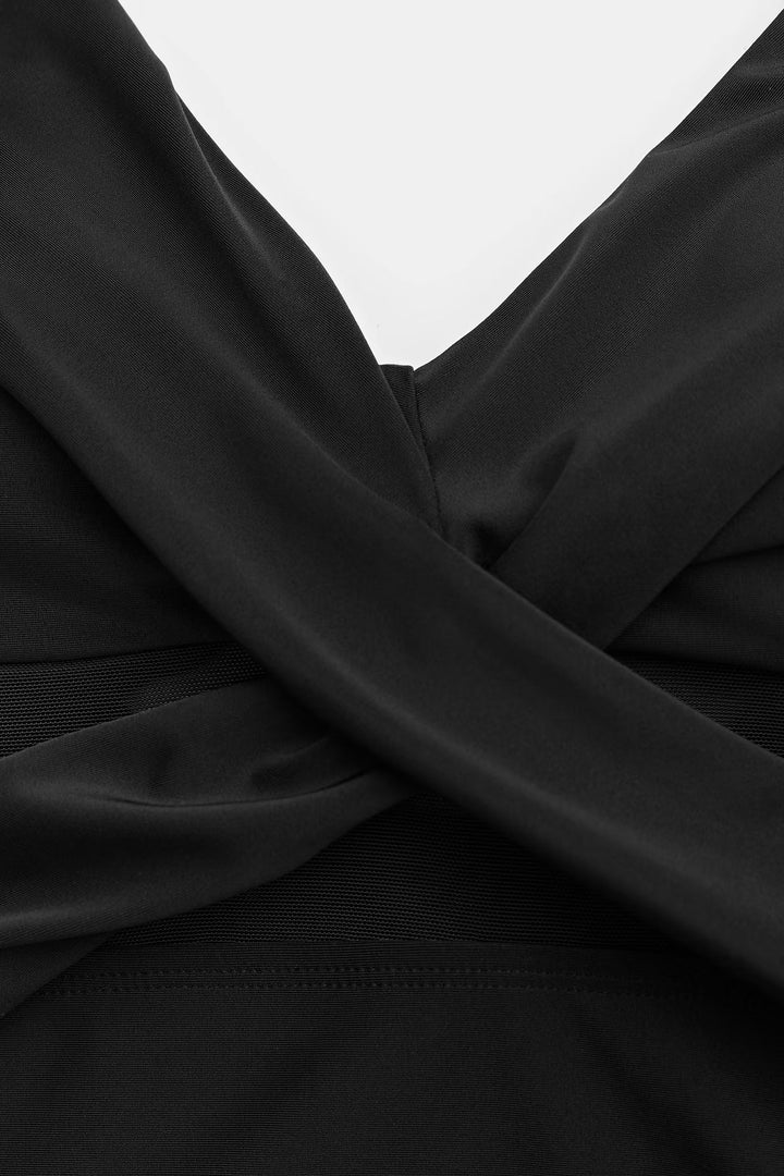 Maillot de bain une pièce femme effet cache-cœur col en V coupe ajustée | Classique