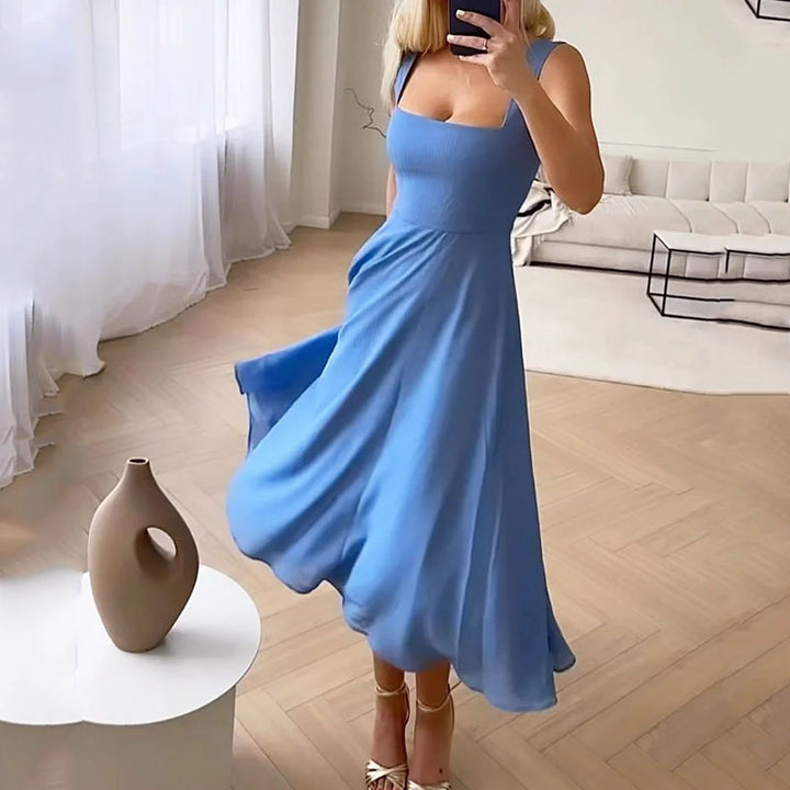 Eva | Ärmelloses Midikleid in Uni-Design