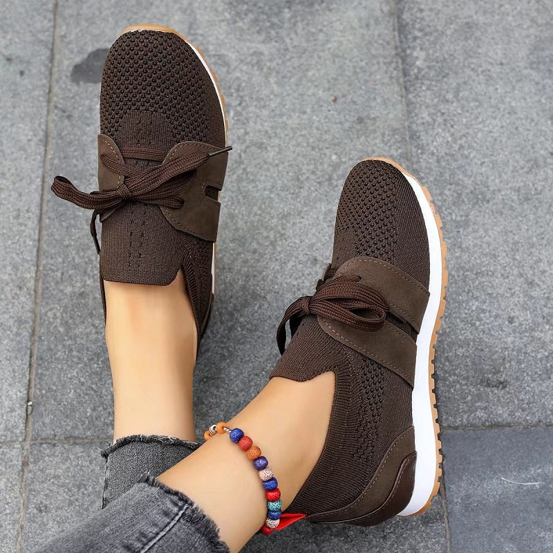 Damen Slip-On Strick Sneaker | Mit Schnürdetail