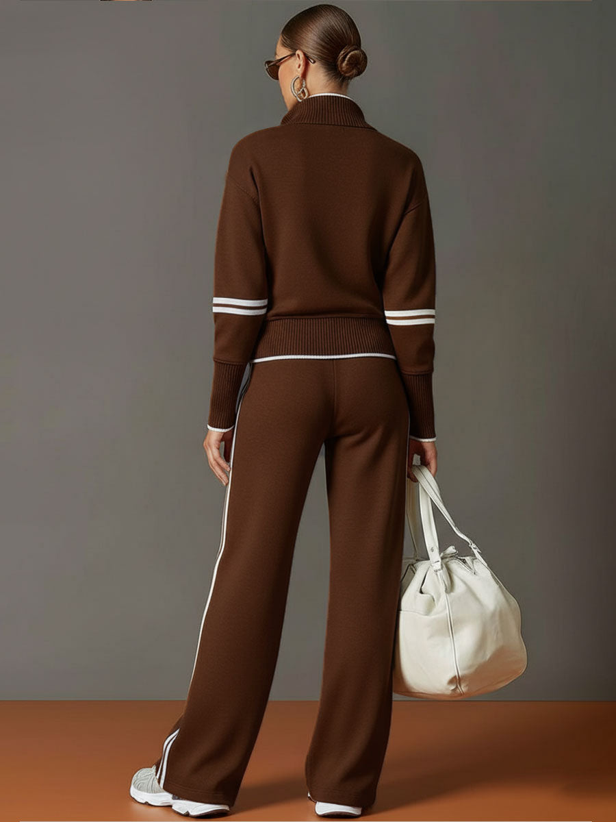 Clara | Women's Relaxed Wide Leg Trousers and Blouse Two-Piece Set