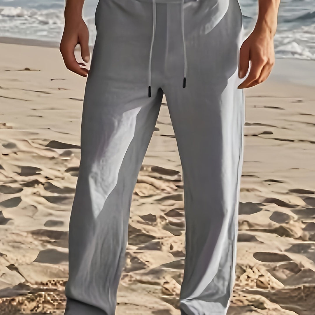 Herrenhose | Regular Fit Hose mit Geradem Bein | Kordelzugbund | Lässiger Sommerstil