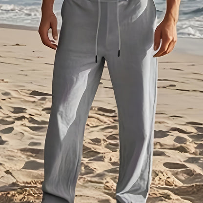 Pantaloni da uomo | Pantaloni Regular Fit con gamba dritta | Vita con coulisse | Stile estivo casual