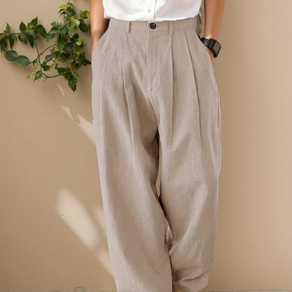 Herren Freizeithose | Hose mit Hoher Taille und Weitem Bein | Faltendetail | Moderner Relaxed-Look
