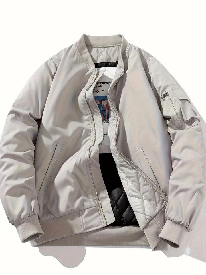 Men's Bomber Jacket with Hood | Comfortable Fit with Zipper | Layered Hood Design | Streetwear Casual Look