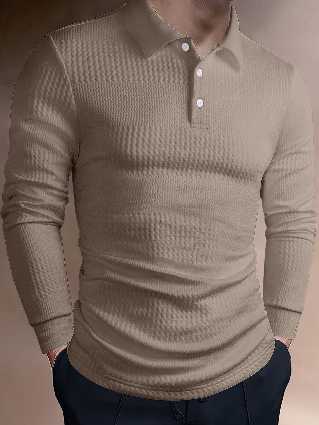 Mateusz | Herren Slim-Fit Poloshirt mit langen Ärmeln