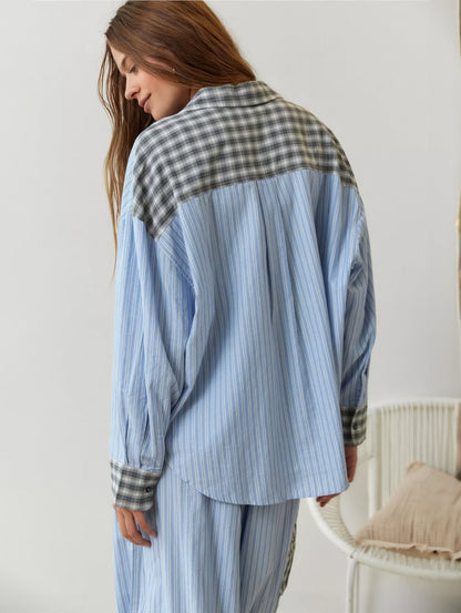 Set di abbigliamento casual da donna | Camicia a maniche lunghe e pantaloni ampi | Comfort per momenti di relax