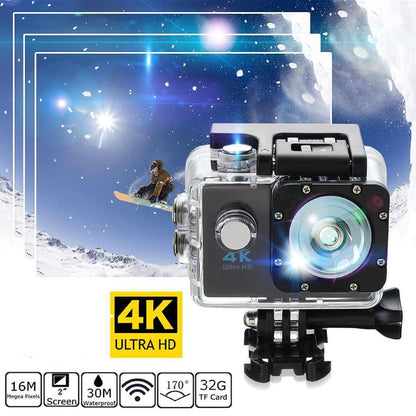 4K-Ultra-HD-Actionkamera mit WLAN und wasserdichtem Gehäuse – kompakt, ideal für Abenteuer- und Sportfotografie