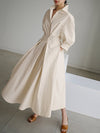Abito camicia maxi da donna | Patta con bottoni e cintura annodata | Stile senza tempo ed elegante