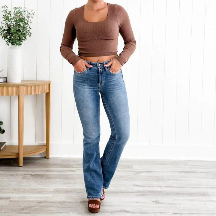 Damen Enganliegende Hose mit Mittlerer Taille | Gerader Schnitt