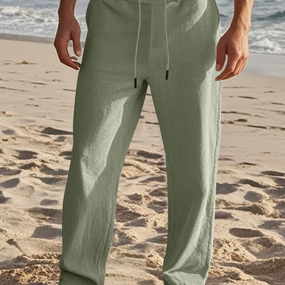 Pantaloni da uomo | Pantaloni Regular Fit con gamba dritta | Vita con coulisse | Stile estivo casual