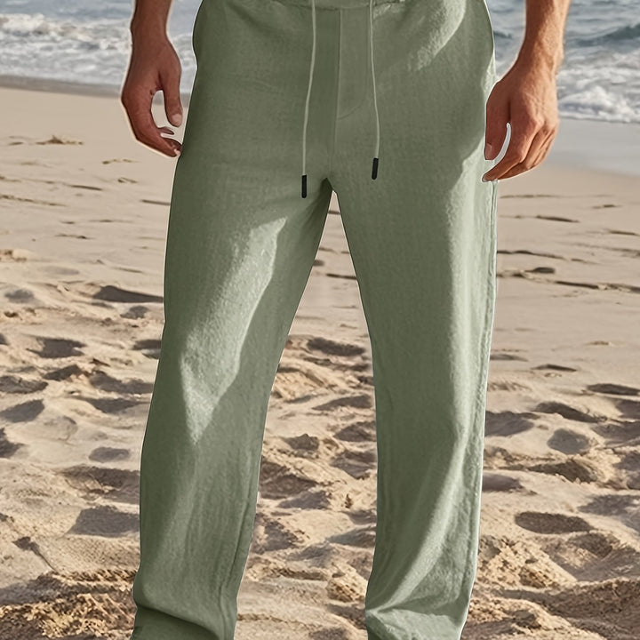 Herrenhose | Regular Fit Hose mit Geradem Bein | Kordelzugbund | Lässiger Sommerstil