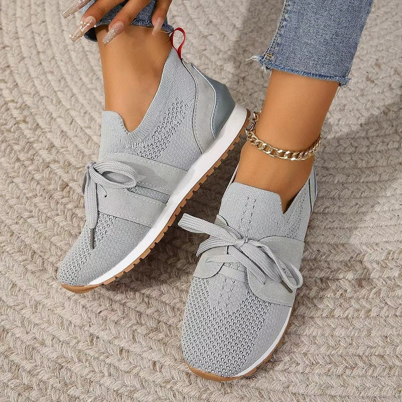 Damen Slip-On Strick Sneaker | Mit Schnürdetail