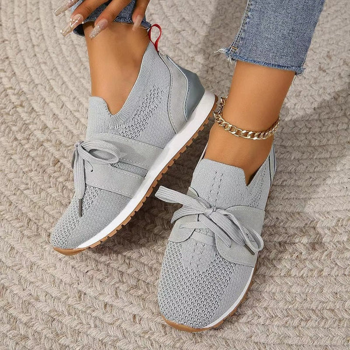 Damen Slip-On Strick Sneaker | Mit Schnürdetail