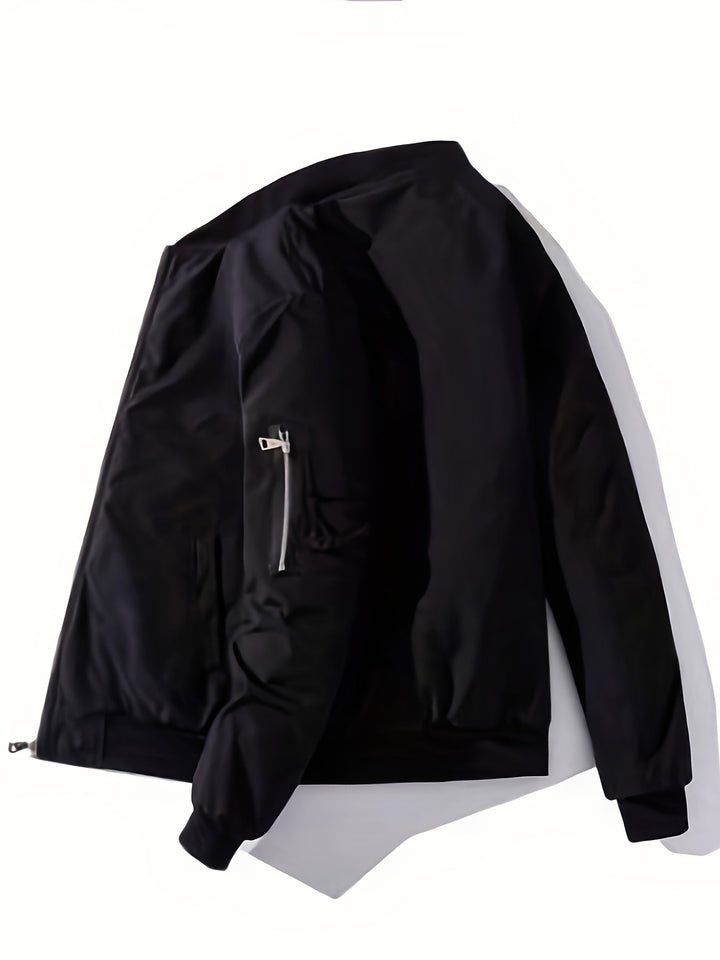 Men's Bomber Jacket with Hood | Comfortable Fit with Zipper | Layered Hood Design | Streetwear Casual Look