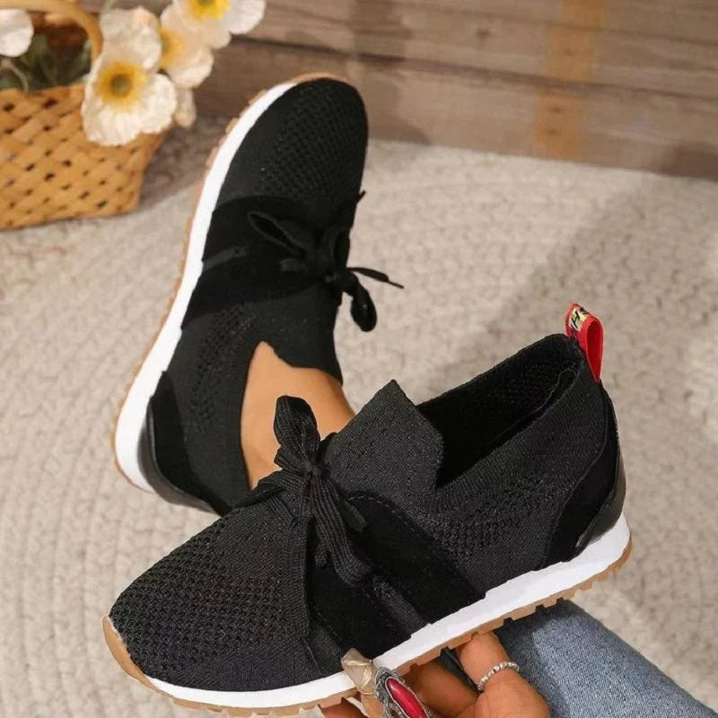 Damen Slip-On Strick Sneaker | Mit Schnürdetail