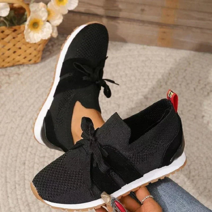Damen Slip-On Strick Sneaker | Mit Schnürdetail