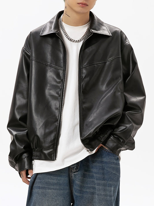 Herren Freizeitjacke | Biker Inspirierter Stil mit Reissverschluss | Bequeme Alltagspassform | Urbaner Modischer Look
