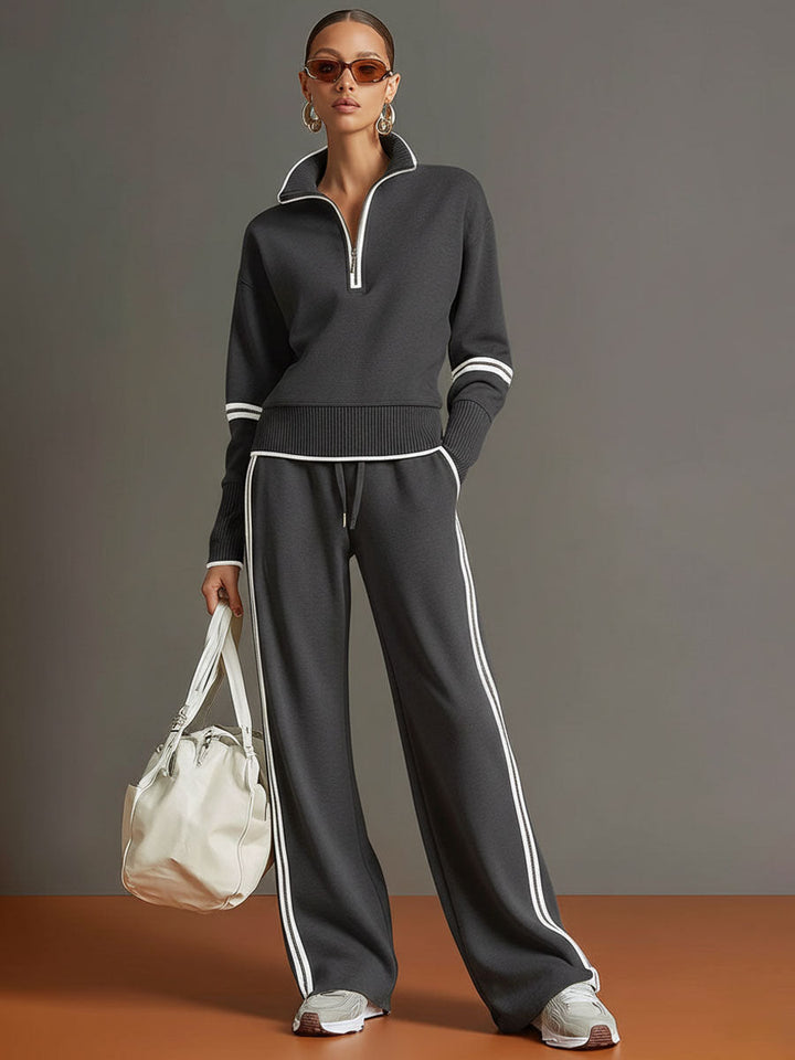 Clara | Women's Relaxed Wide Leg Trousers and Blouse Two-Piece Set