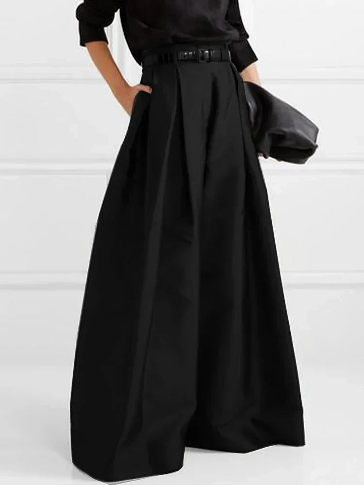 Women's high-waisted maxi skirt | Pleated design