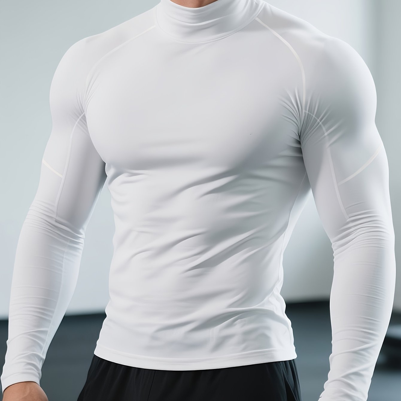 Chemise stretch homme à manches longues et col montant | Vêtement thermique