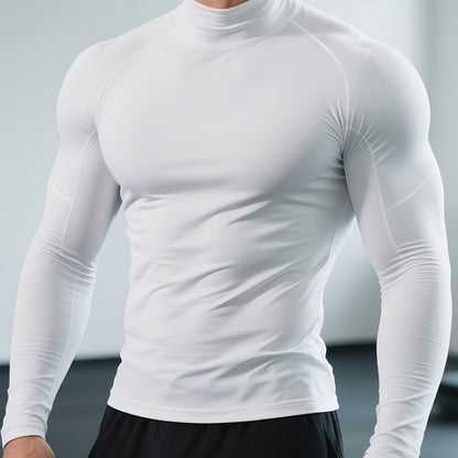 Chemise stretch homme à manches longues et col montant | Vêtement thermique