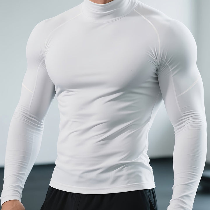 Herren Stretch Fit Shirt mit langen Ärmeln und hohem Kragen | Thermal Wear