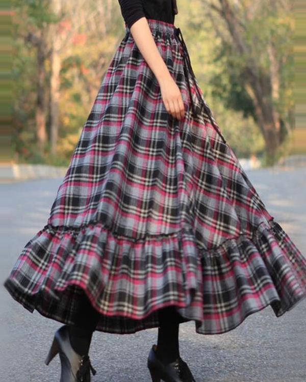 Robe midi femme à manches courtes et col rond | Jupe à volants