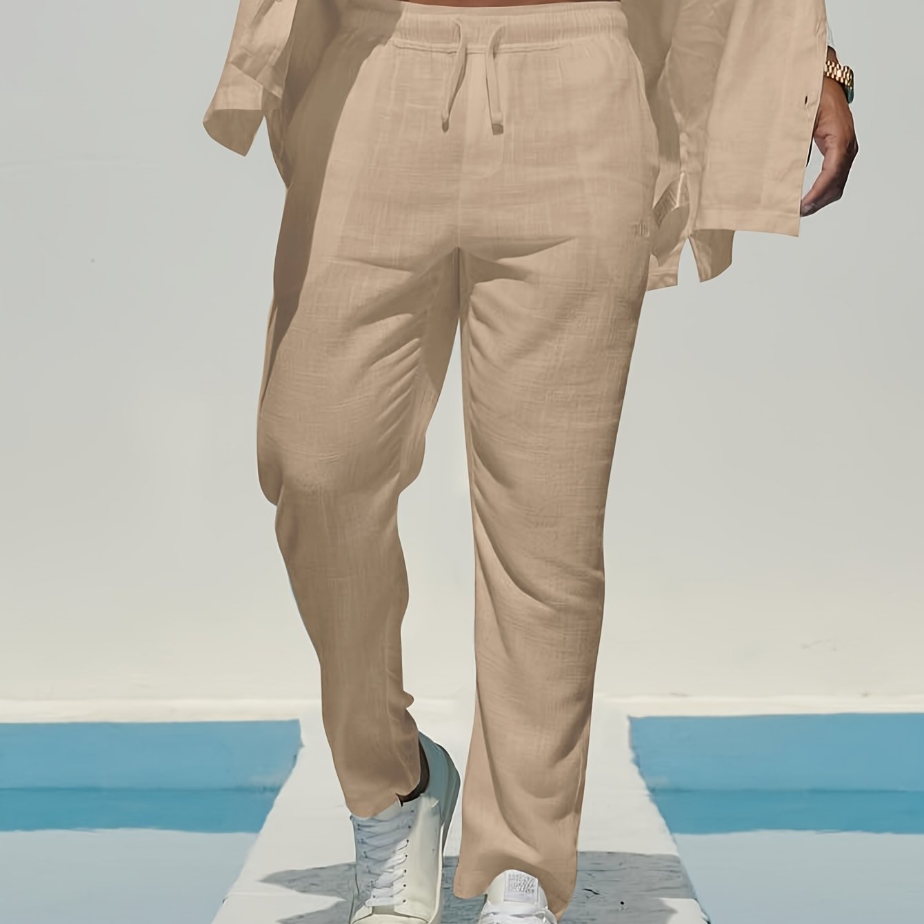 Completo uomo | Camicia casual con pantaloni a coulisse | Vestibilità comoda | Look estivo da resort
