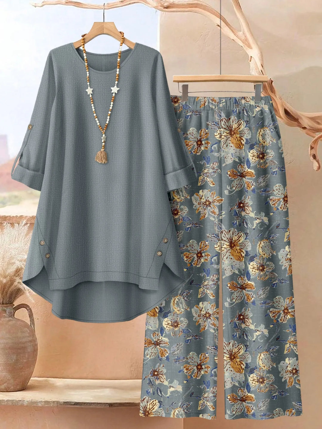 Marisol | Women's Layered Tunic & Wide-Leg Trousers Set