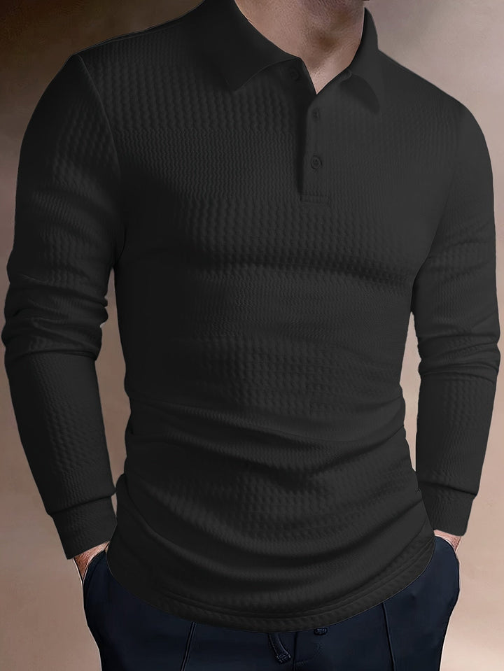 Mateusz | Herren Slim-Fit Poloshirt mit langen Ärmeln