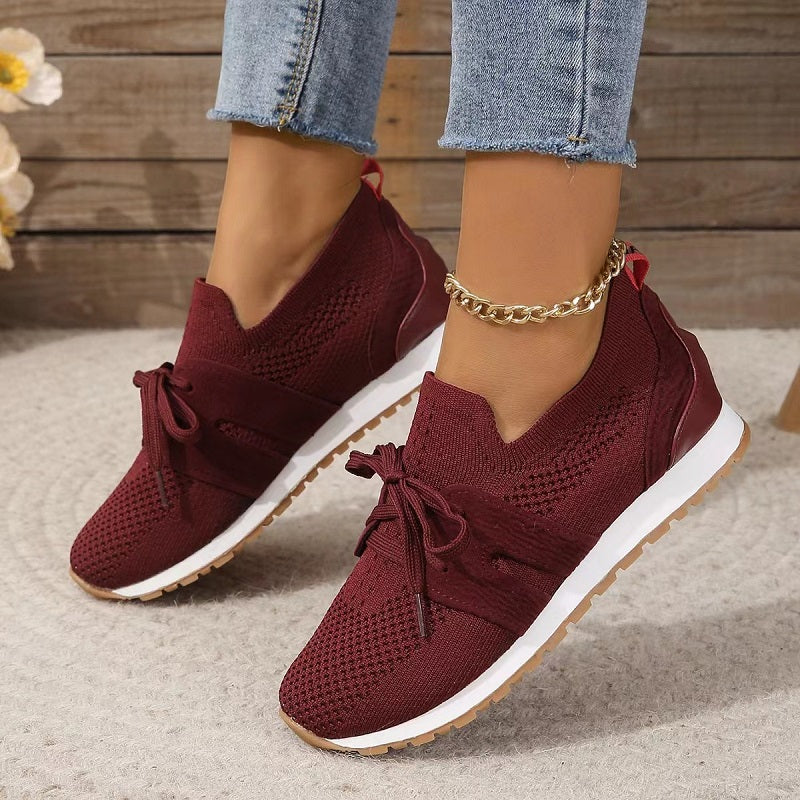 Damen Slip-On Strick Sneaker | Mit Schnürdetail