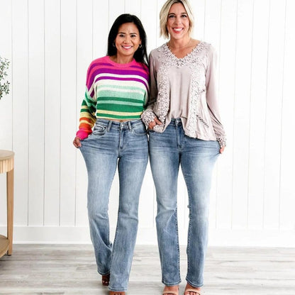 Pantaloni aderenti da donna con vita media | Taglio dritto