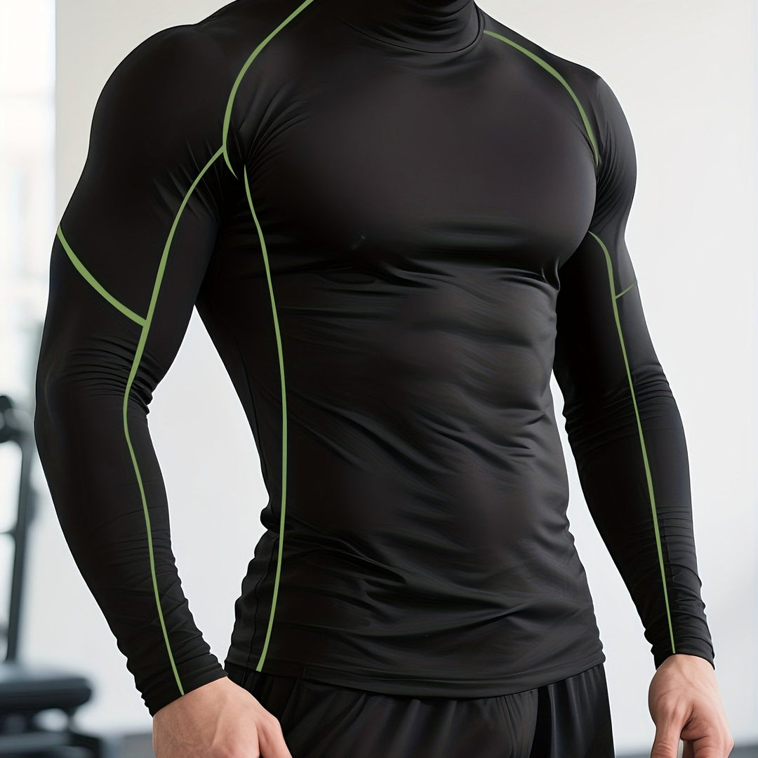 Herren Stretch Fit Shirt mit langen Ärmeln und hohem Kragen | Thermal Wear