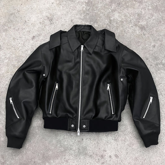 Herren Motorradjacke | Markantes Kragendetail | Bequeme Alltagspassform | Urbaner Modischer Stil