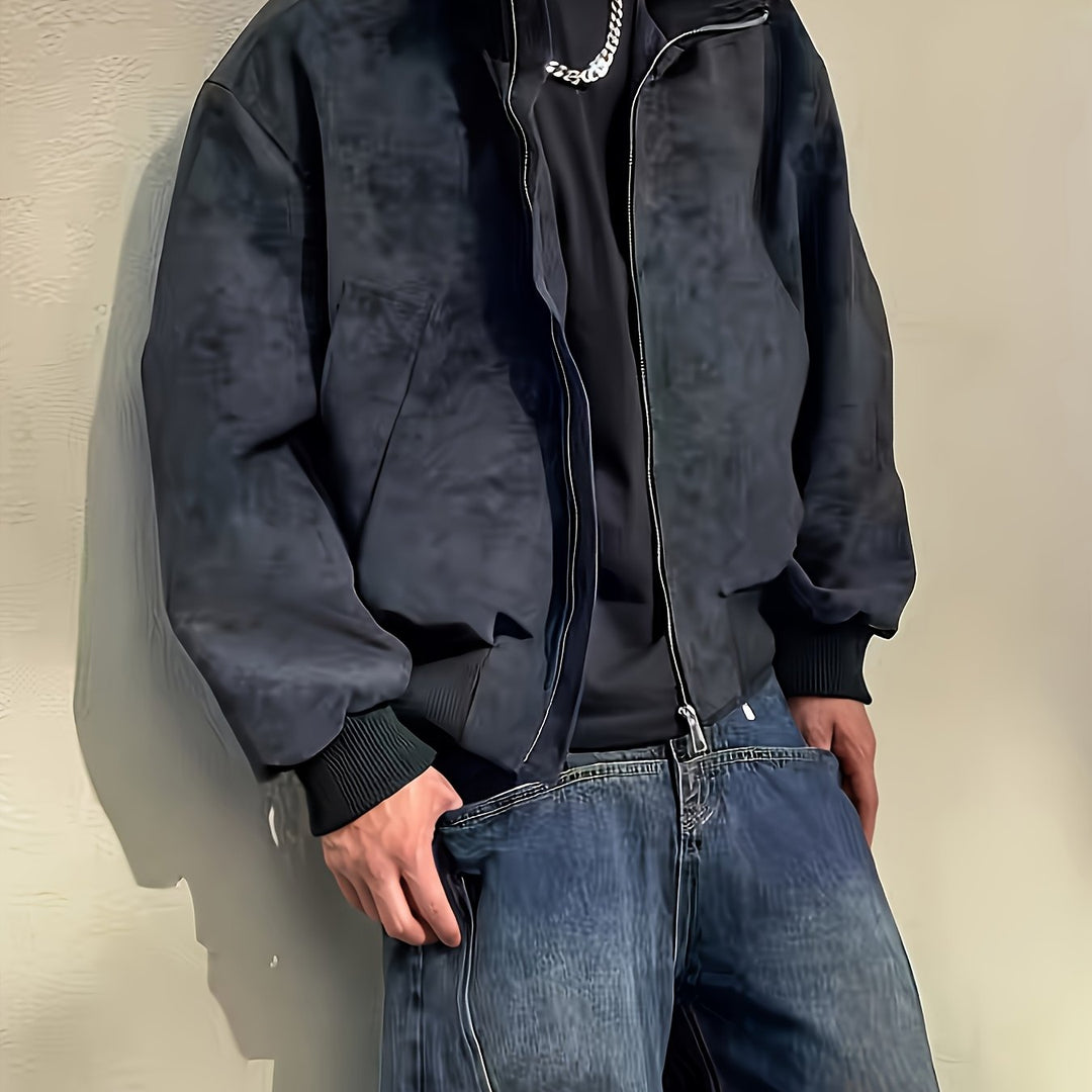 Herren Bomberjacke | Bequeme Passform mit Reissverschluss | Stehkragen Design | Streetwear Freizeitlook