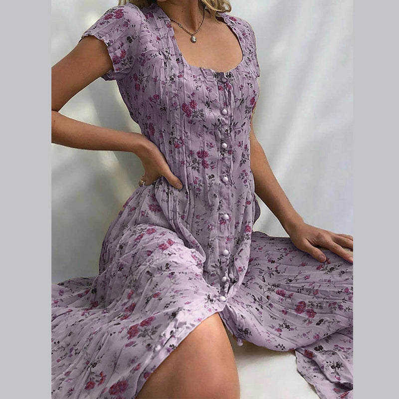 Paulina | Damen Blumenkleid mit Knopfleiste