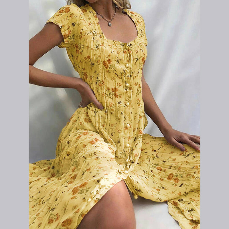 Paulina | Damen Blumenkleid mit Knopfleiste