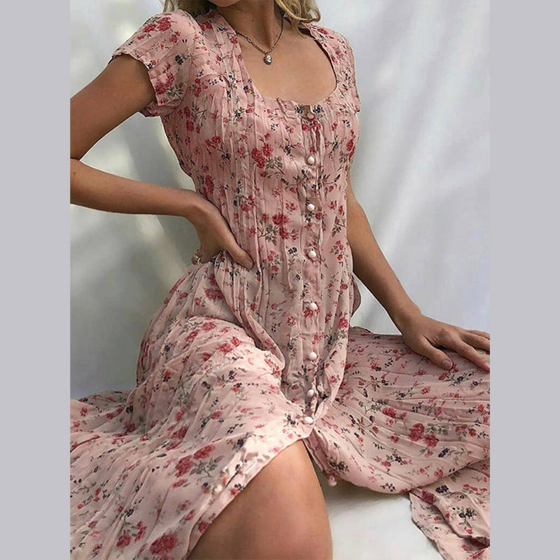 Paulina | Damen Blumenkleid mit Knopfleiste