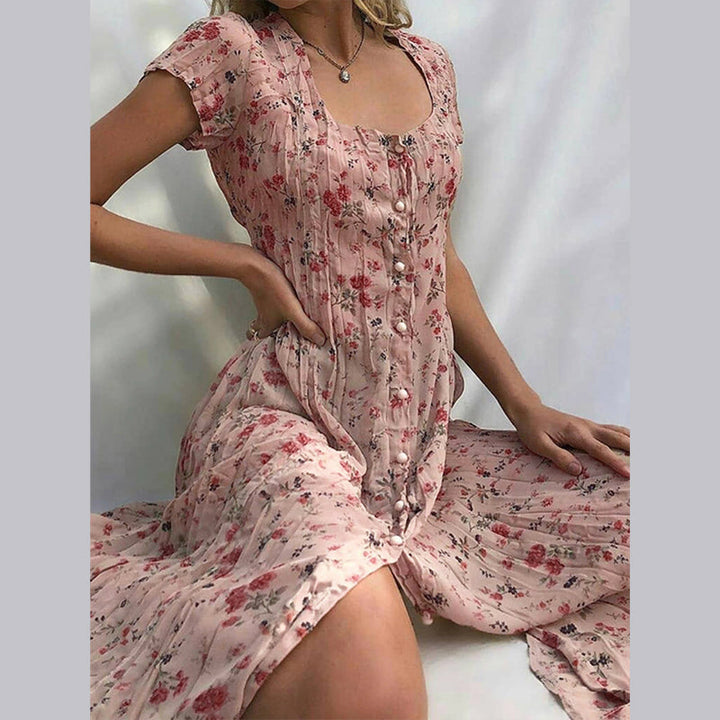 Paulina | Damen Blumenkleid mit Knopfleiste