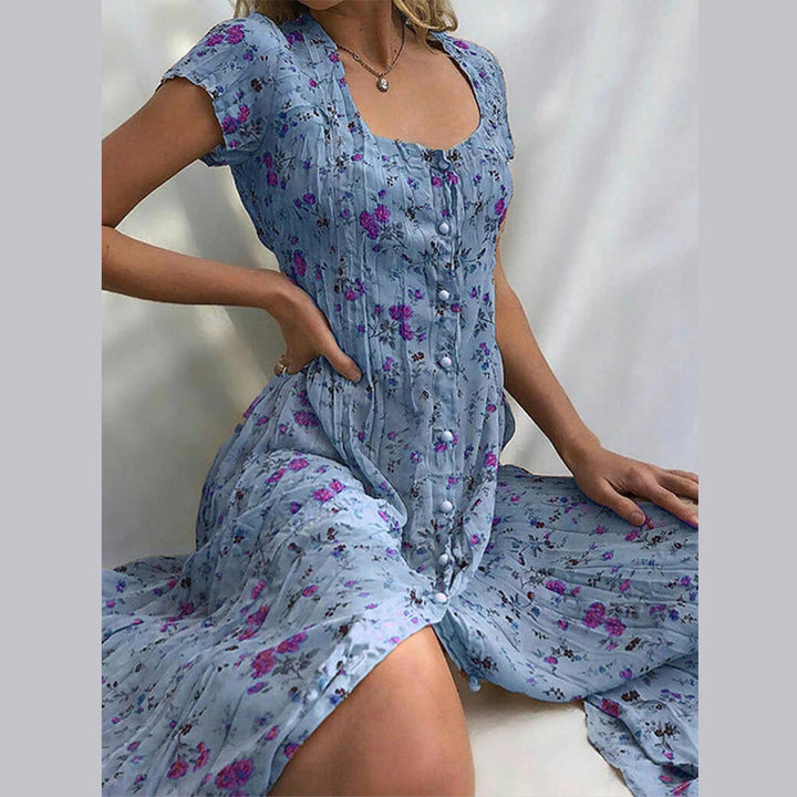 Paulina | Damen Blumenkleid mit Knopfleiste