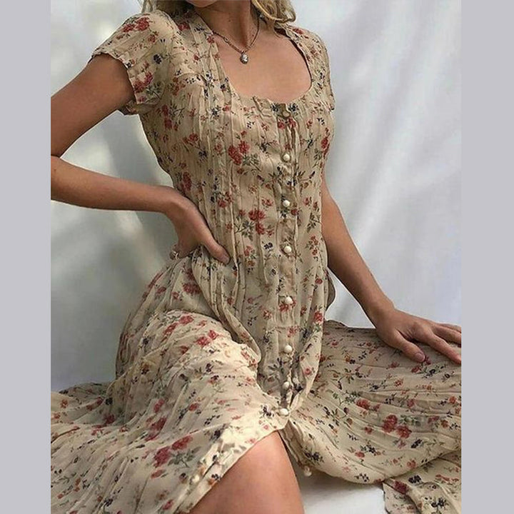 Paulina | Damen Blumenkleid mit Knopfleiste