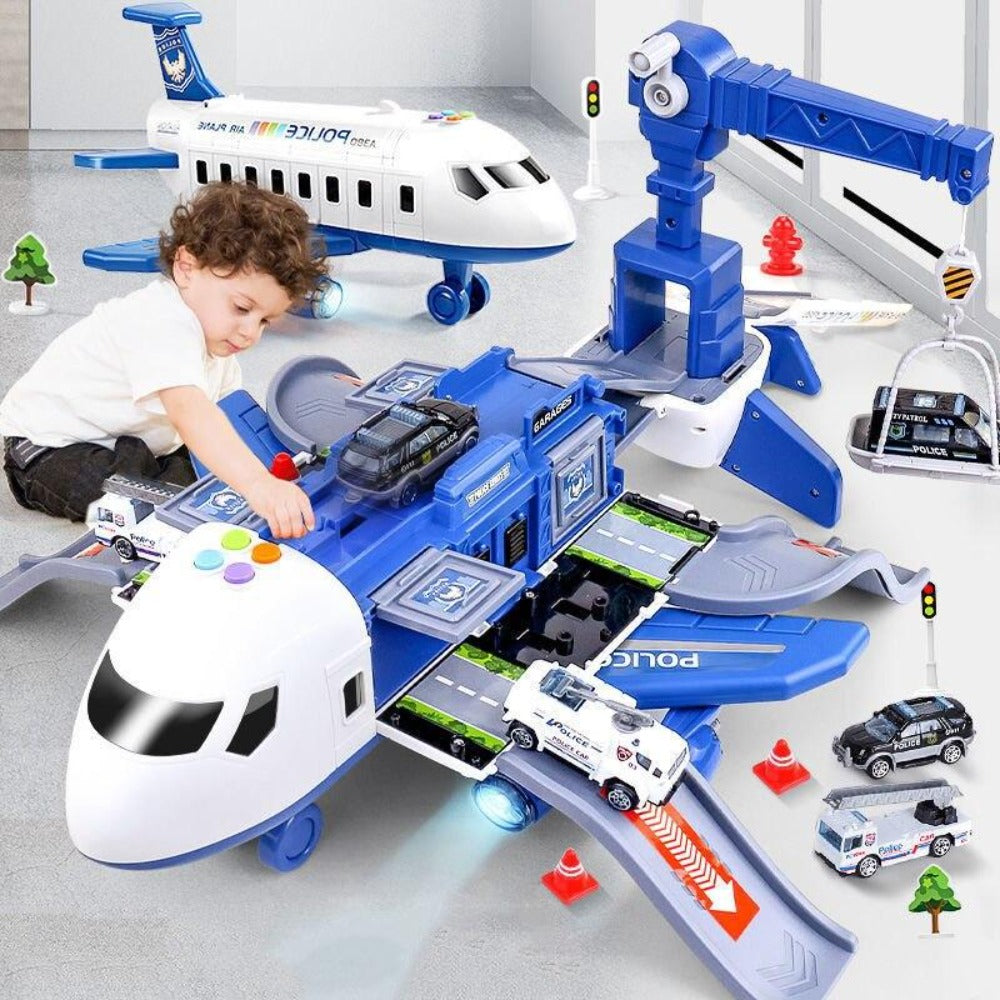 Abenteuer-Flugzeug-Spielset – großes Flugzeug und sechs Mini-Baufahrzeuge – geeignet für Kinder von 3 bis 6 Jahren – fördert kreatives Spielen 0