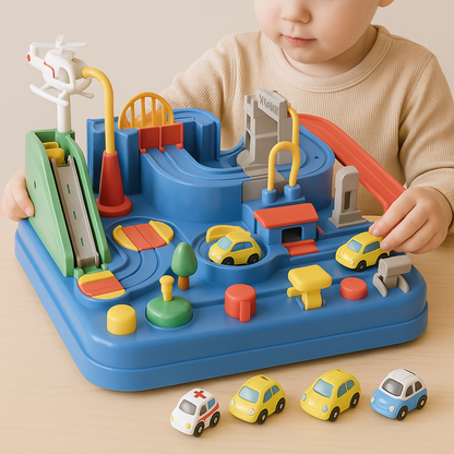 Abenteuerliches Spielzeugauto für Kinder – Fördert Kognitive Fähigkeiten, Räumliches Denken, 4-teilig, Umweltfreundlich