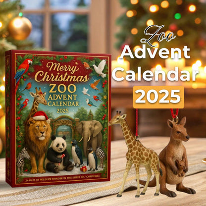 Adventskalender „Zootiere“ 2025 – ein 24-tägiger Kalender mit Überraschungen in Form von Wildtier-Ornamenten und Miniatur-Tierfiguren 1