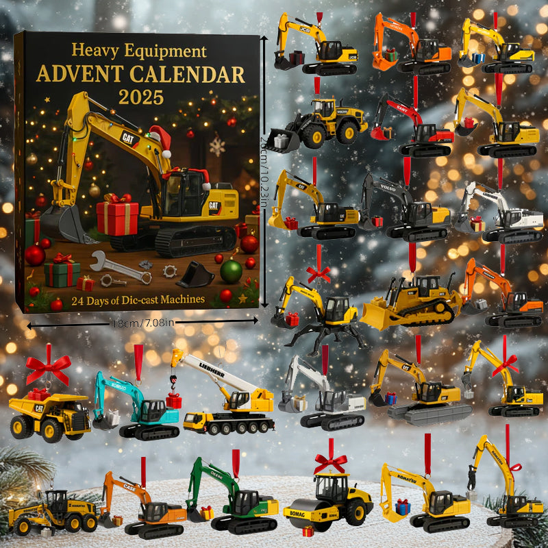 Adventskalender für schwere Baumaschinen 2025 – 24-tägiger Kalender mit Überraschungen in Form von Mini-Baufahrzeugen 2