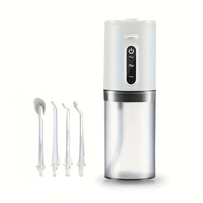 AquaFloss Pro Wasserflosser mit 3 Reinigungsmodi, IPX6 Wasserdicht, 1200-1600 Impulse pro Minute, 4 Wechselbare Düsen